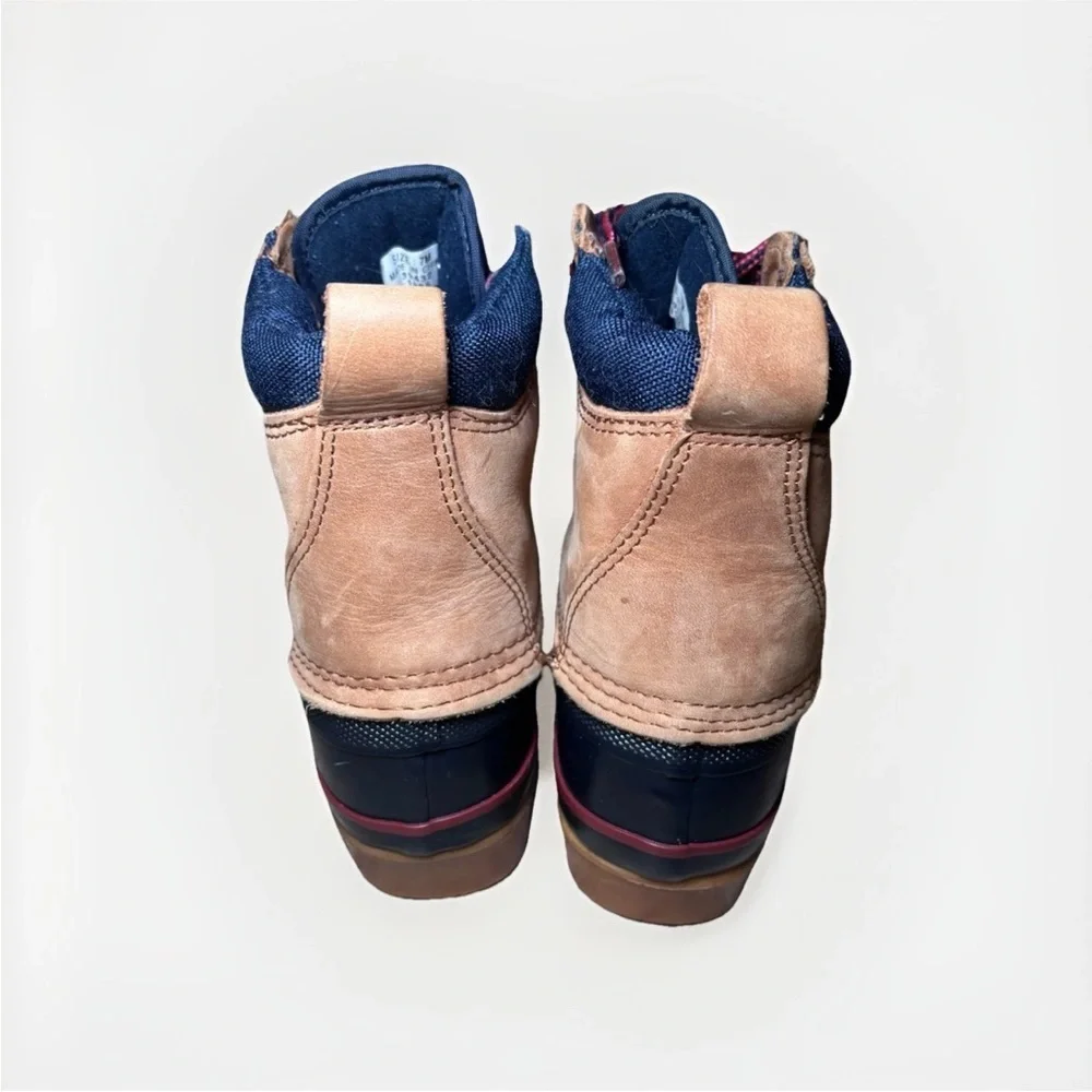 Lands' End Tan and Navy Duck Boots